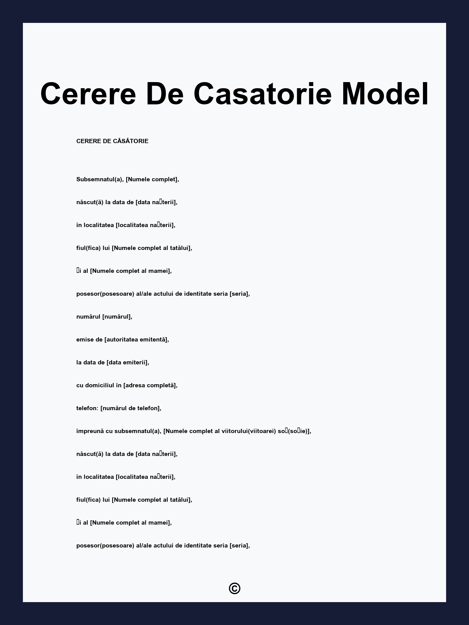 Cerere De Casatorie Model