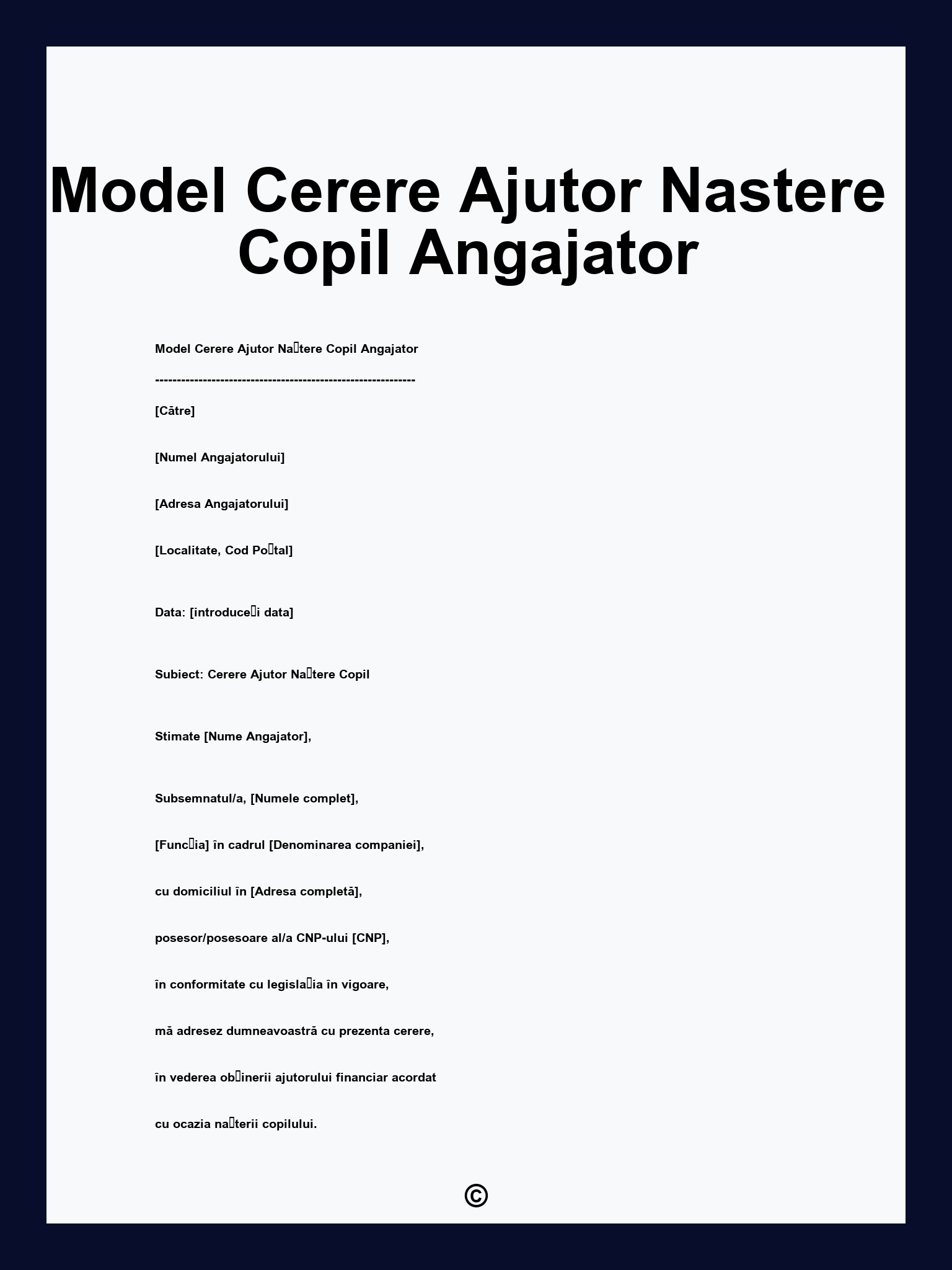 Model Cerere Ajutor Nastere Copil Angajator
