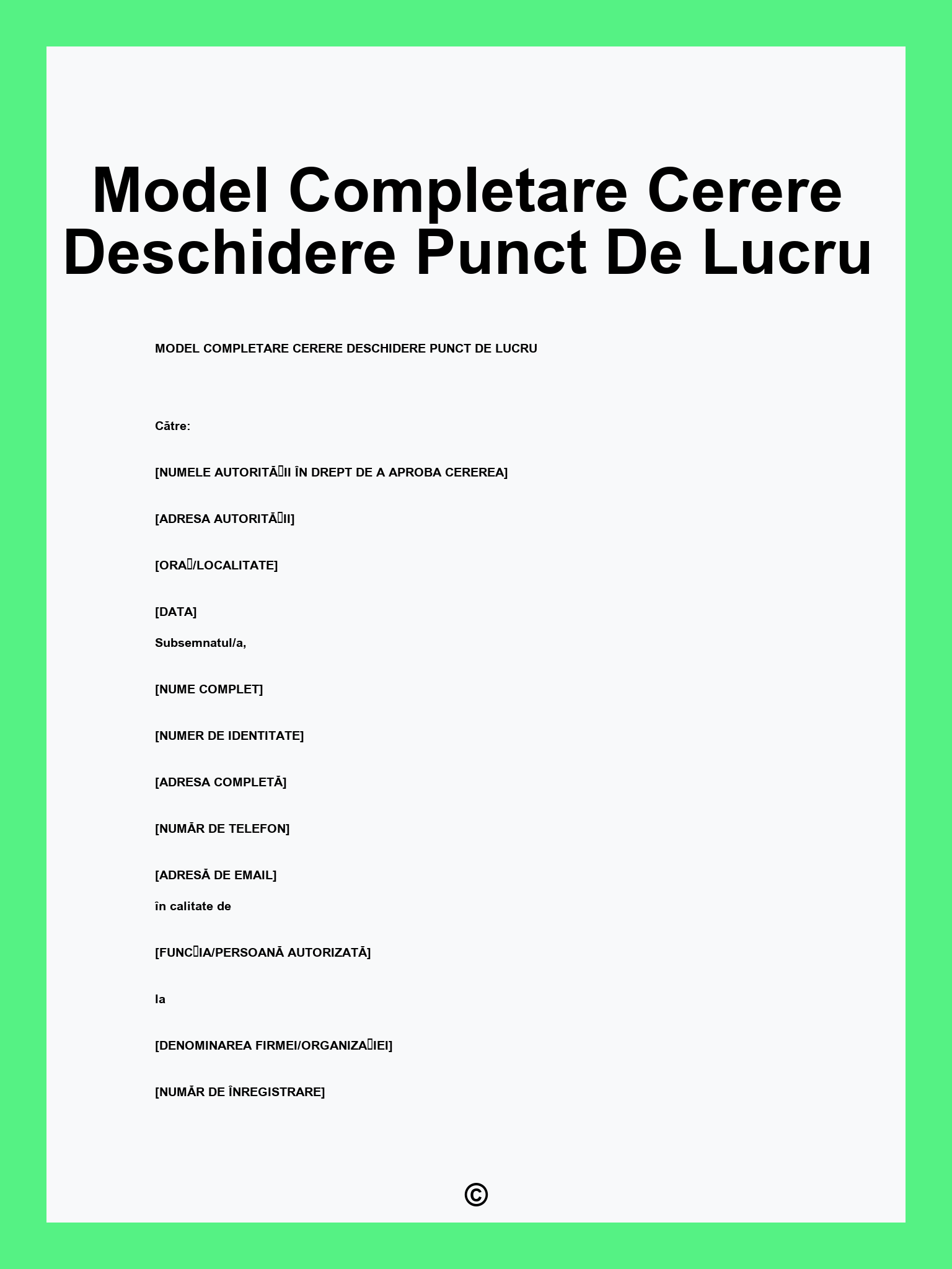 Model Completare Cerere Deschidere Punct De Lucru