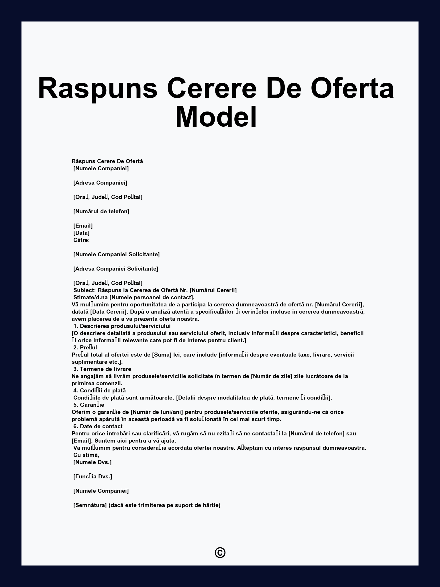 Raspuns Cerere De Oferta Model